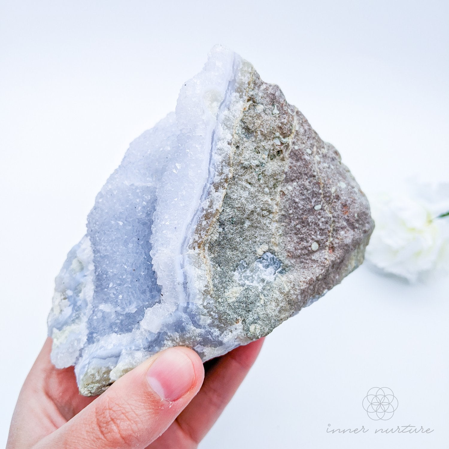 Blue Lace Agate Geode - 731g | Beautiful, High Vibe Crystals & Healing Tools | Shop Crystals Online Australia