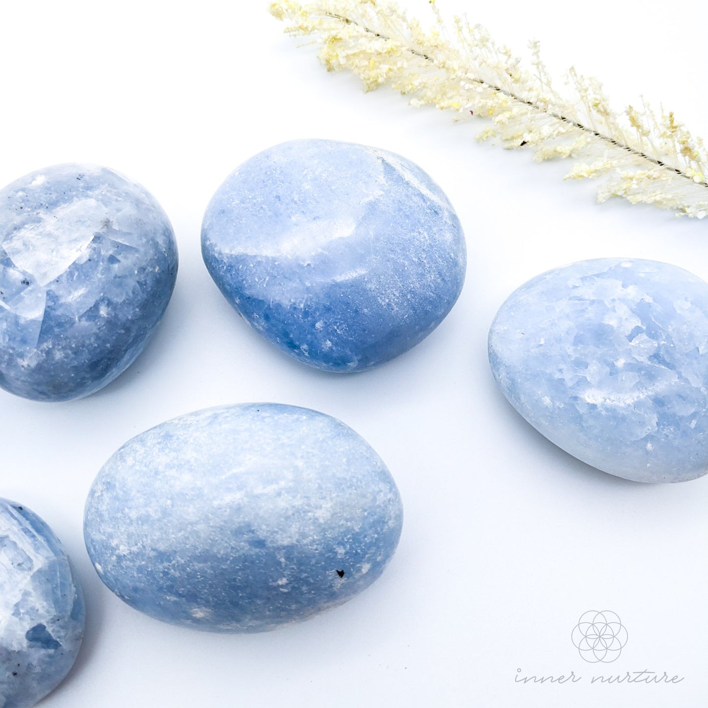 Blue Calcite Palm Stone (Polished Gallet) - Beautiful, High Vibe Crystals | Inner NurtureBlue Calcite Palm Stone (Polished Gallet) - Beautiful, High Vibe Crystals | Inner Nurture