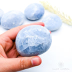 Blue Calcite Palm Stone (Polished Gallet) - Beautiful, High Vibe Crystals | Inner Nurture