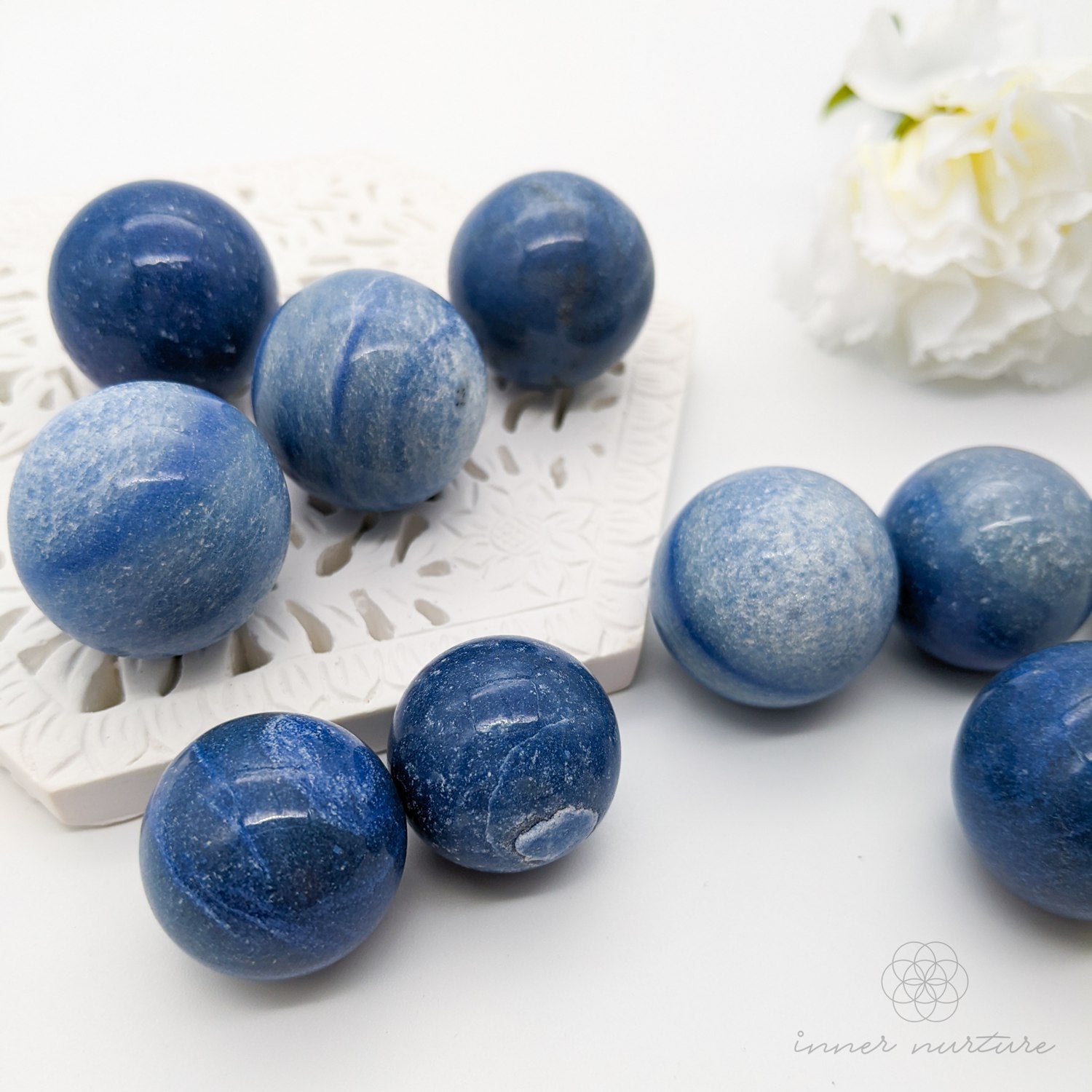 Blue Quartz Mini Sphere - Beautiful, High Vibe Crystals Australia | Inner Nurture