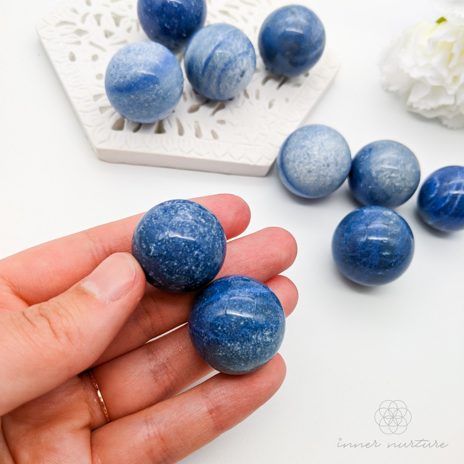 Blue Quartz Mini Sphere - Beautiful, High Vibe Crystals Australia | Inner Nurture