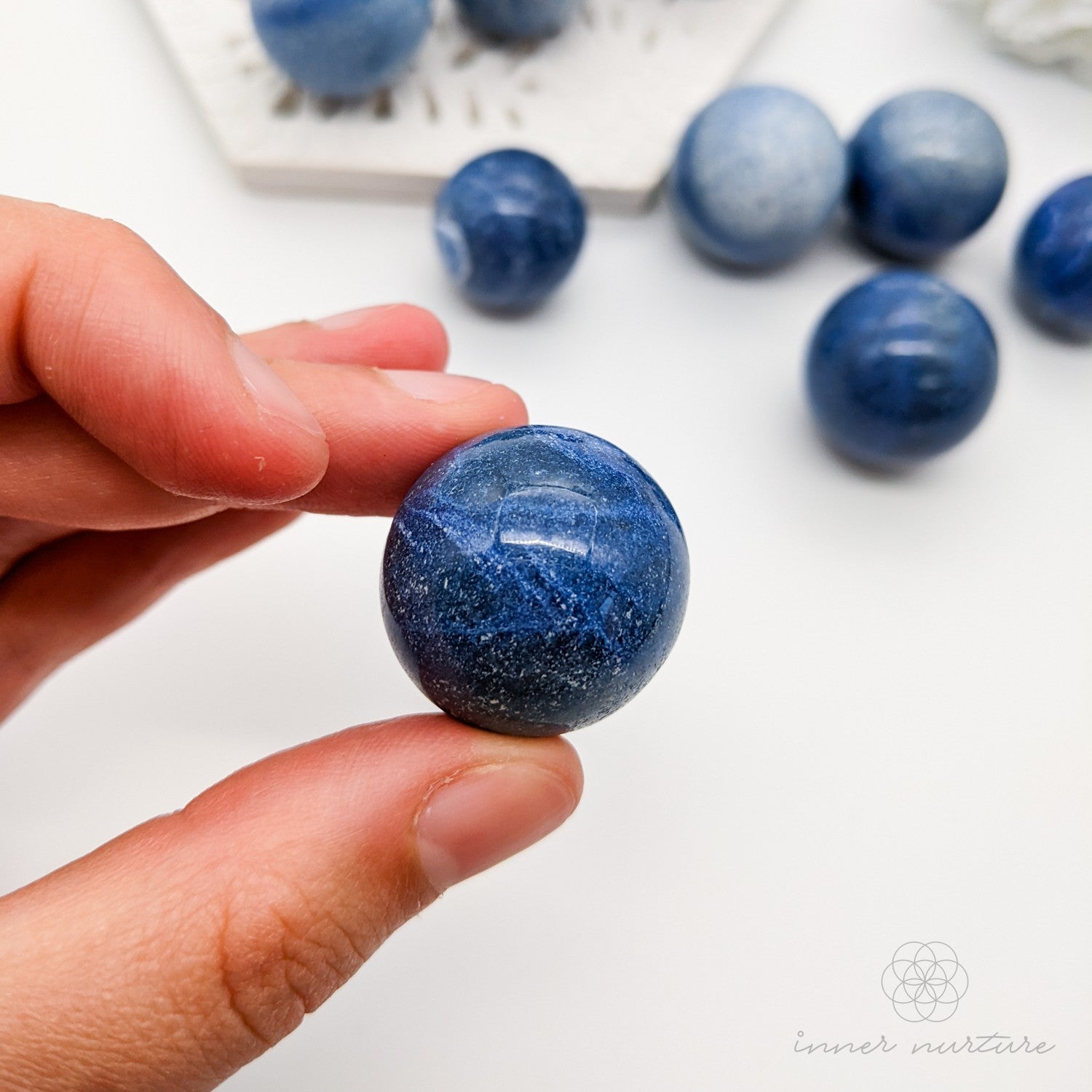 Blue Quartz Mini Sphere - Beautiful, High Vibe Crystals Australia | Inner Nurture