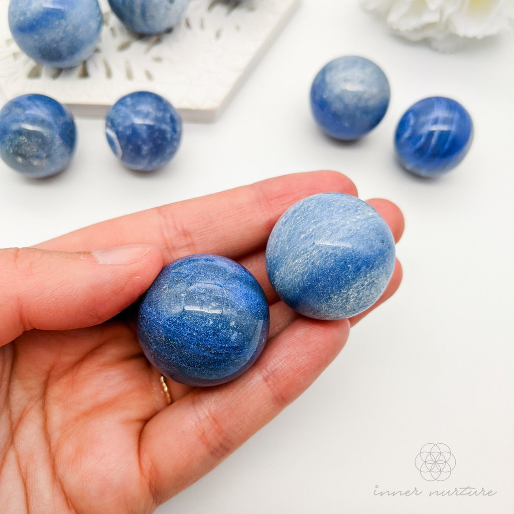 Blue Quartz Mini Sphere - Beautiful, High Vibe Crystals Australia | Inner Nurture