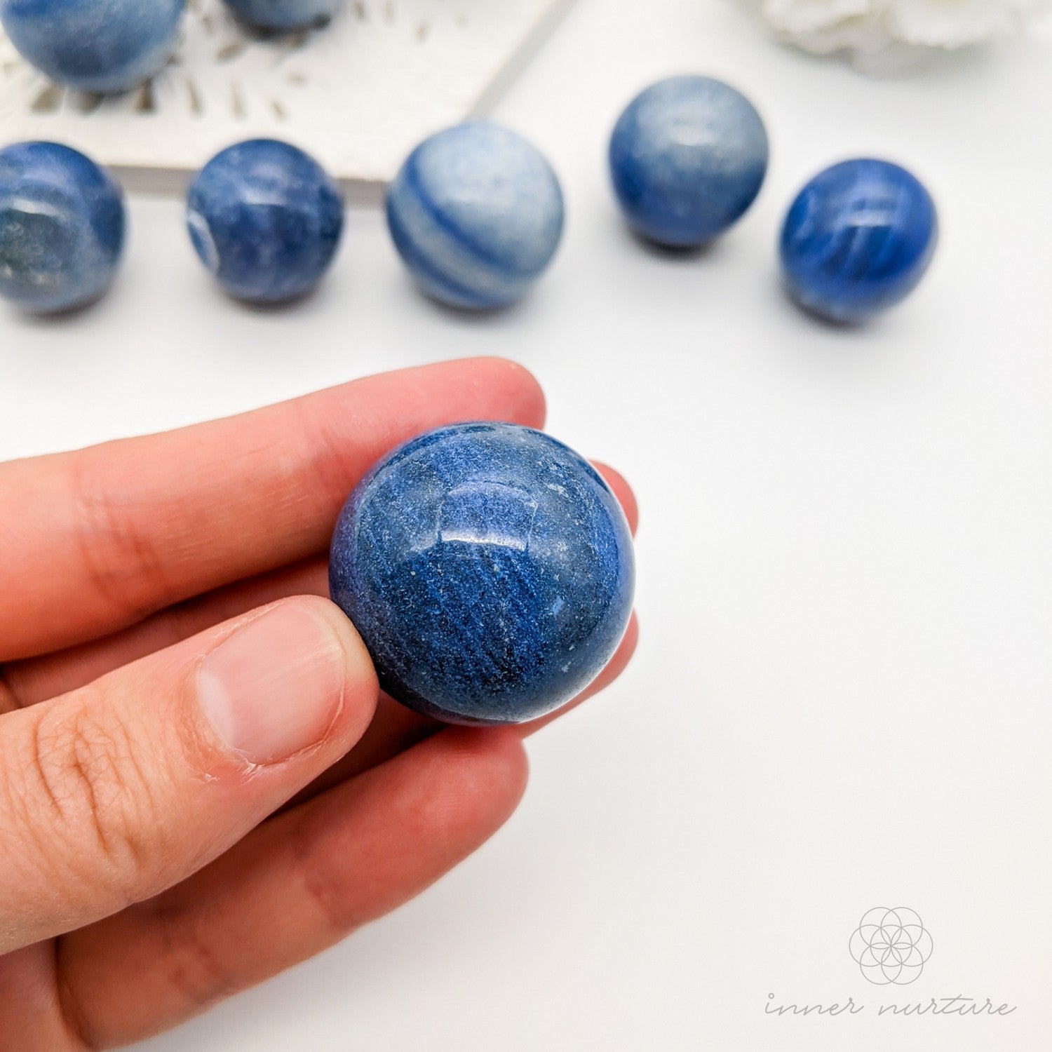 Blue Quartz Mini Sphere - Beautiful, High Vibe Crystals Australia | Inner Nurture