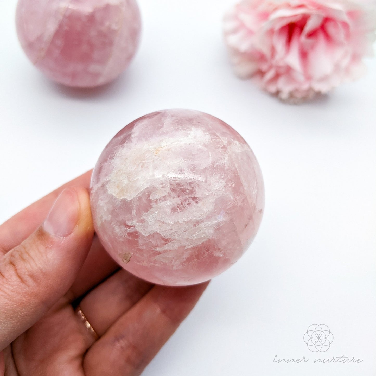 Rose Quartz Sphere - Beautiful Healing Crystals Australia | Inner Nurture - Consciously Sourced