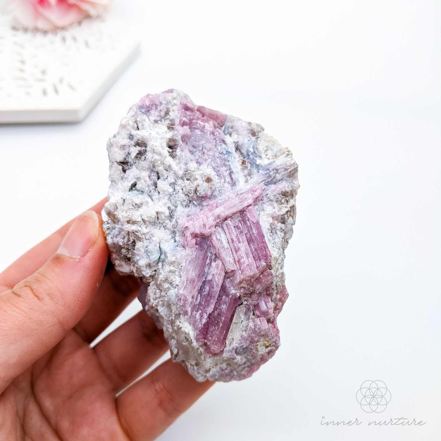 Pink Tourmaline Rough (In Matrix) | 190g - Beautiful, High Vibe Crystals Australia