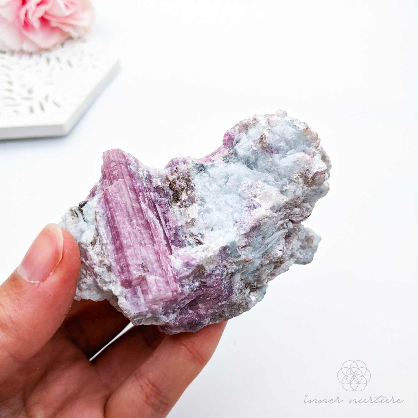Pink Tourmaline Rough (In Matrix) | 181g - Beautiful, High Vibe Crystals Australia