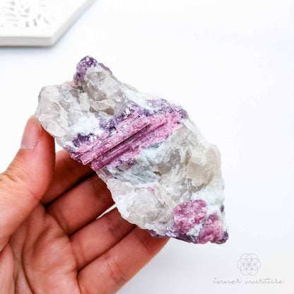 Pink Tourmaline Rough (In Matrix) | 156g - Beautiful, High Vibe Crystals Australia