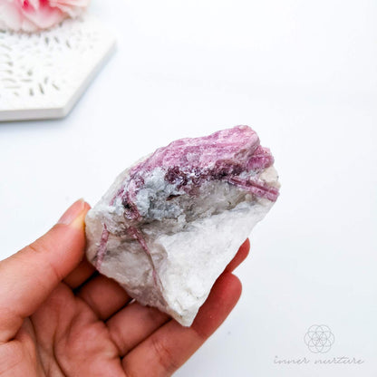 Pink Tourmaline Rough (In Matrix) | 161g - Beautiful, High Vibe Crystals Australia