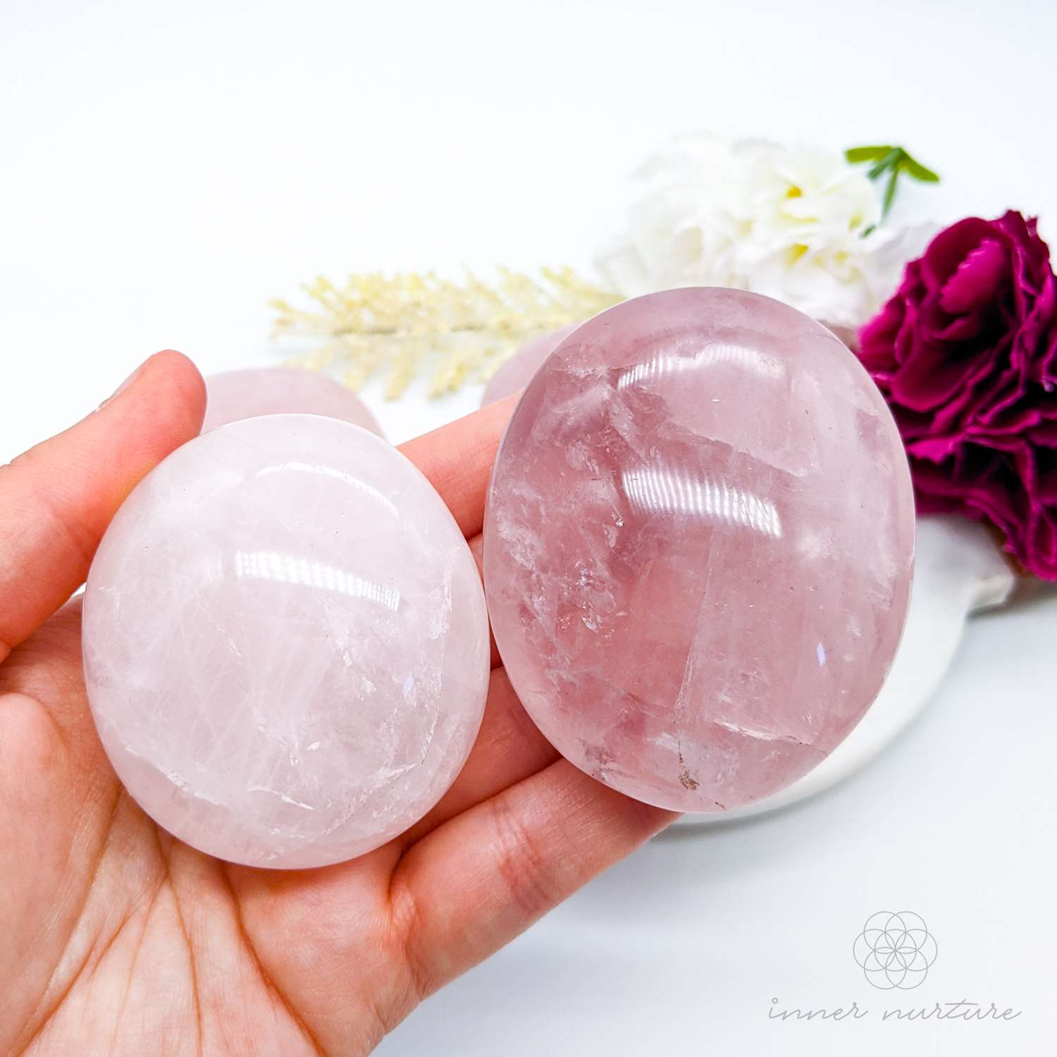 Rose Quartz Palm Stone - Crystal Shop Australia | Inner Nurture Online