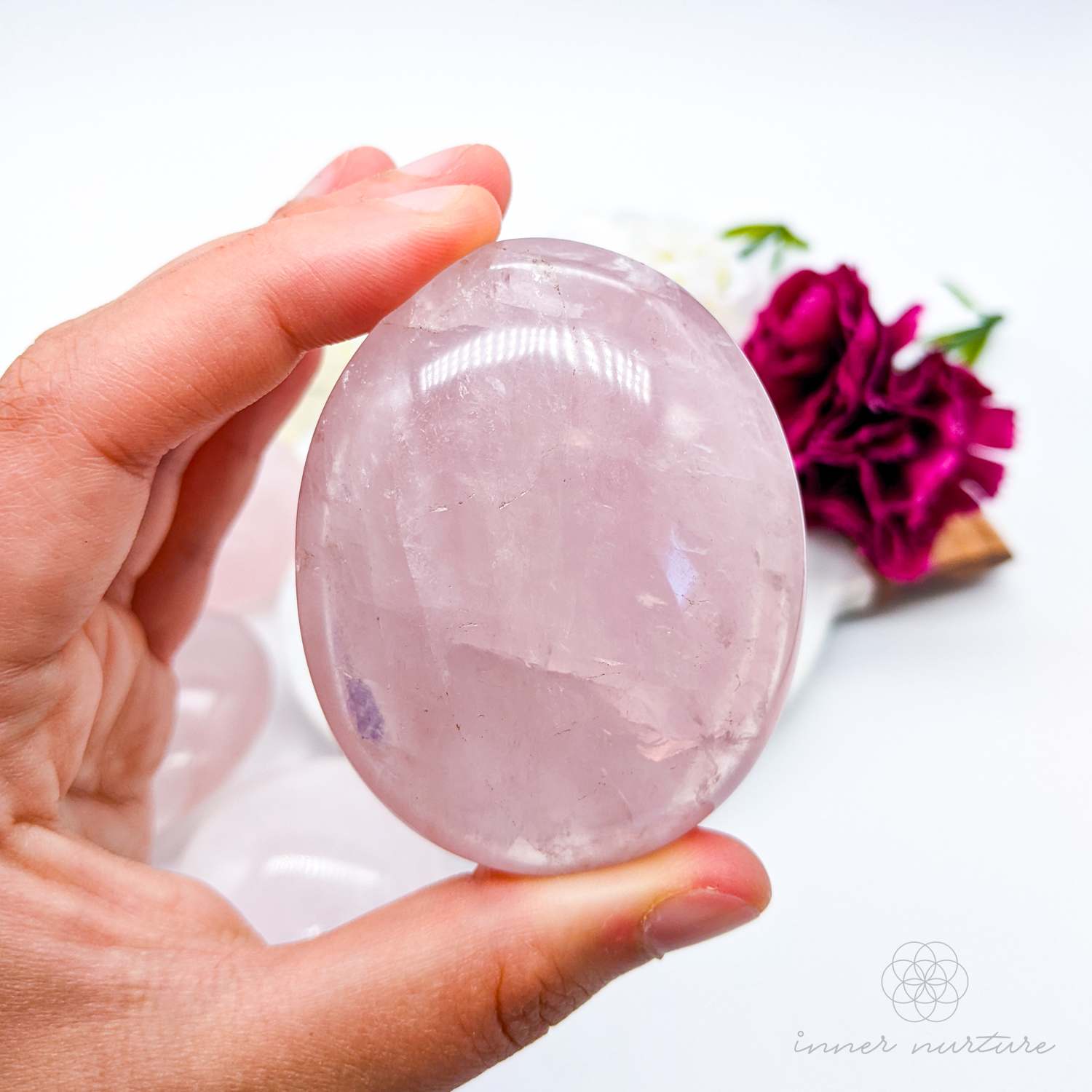 Rose Quartz Palm Stone - Crystal Shop Australia | Inner Nurture Online