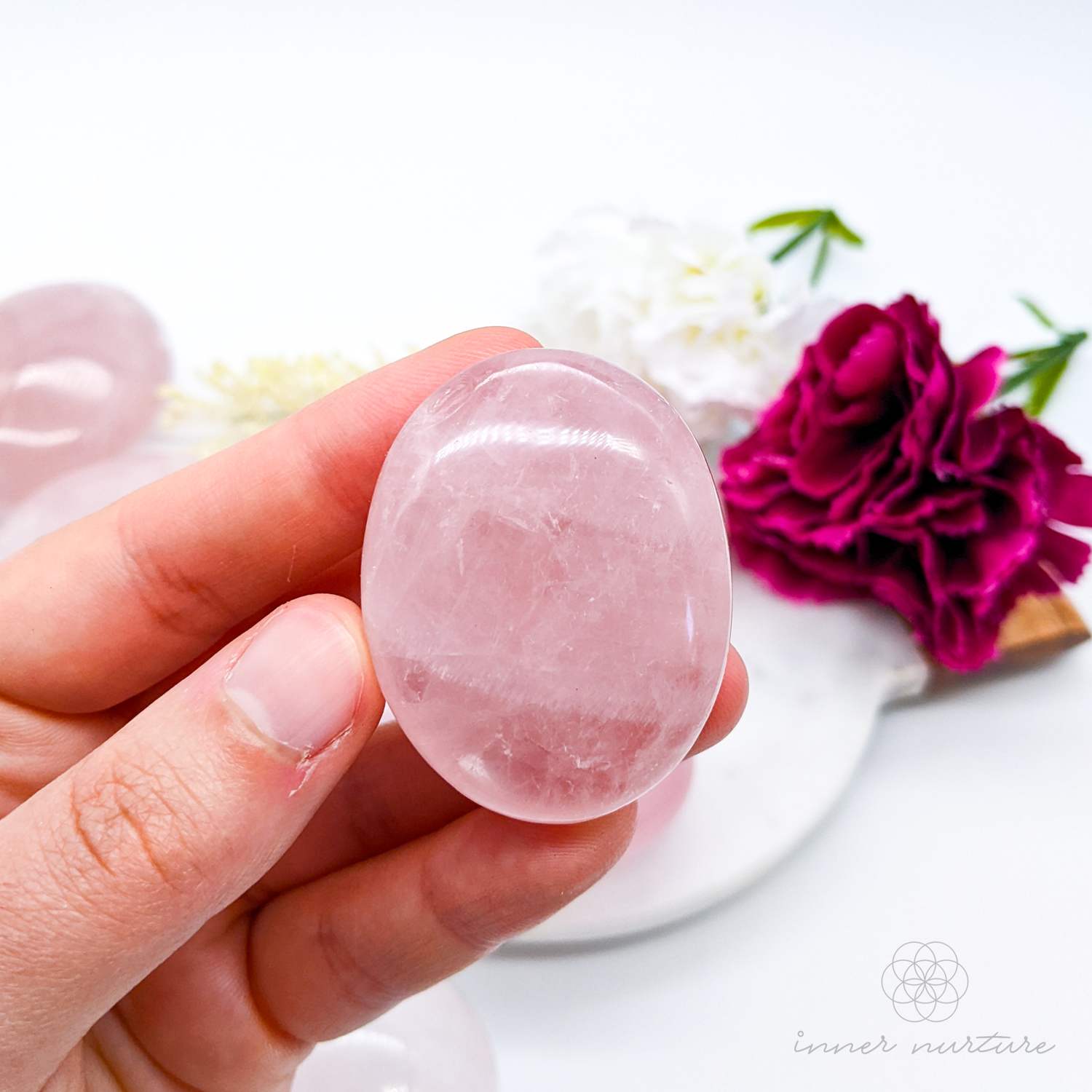 Rose Quartz Palm Stone - Crystal Shop Australia | Inner Nurture Online