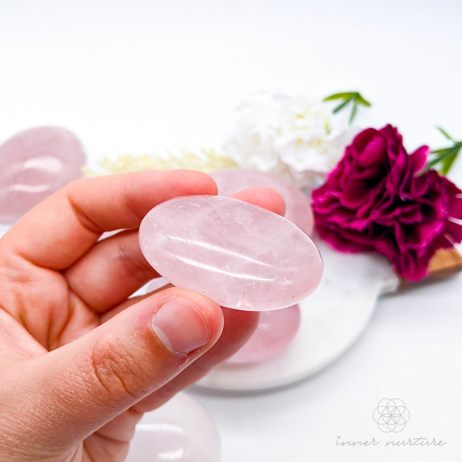 Rose Quartz Palm Stone - Crystal Shop Australia | Inner Nurture Online
