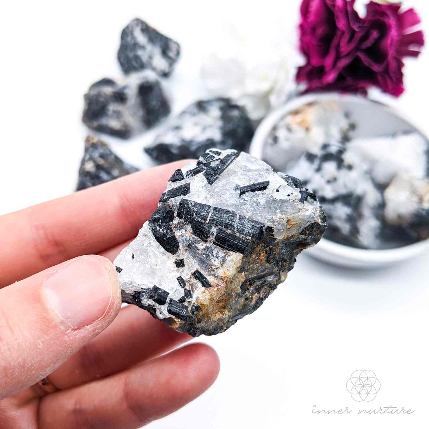 Black Tourmaline In Quartz Rough