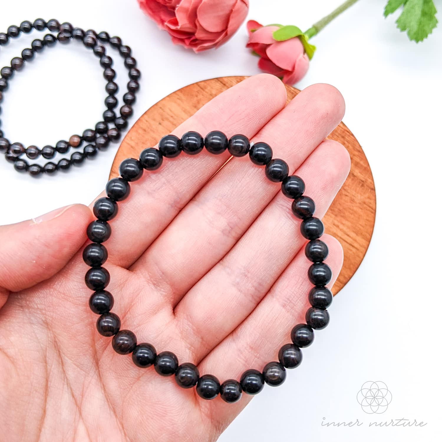Black Obsidian Bracelet (6mm Polished Beads) | Shop Crystal Jewellery Australia - Inner Nurture