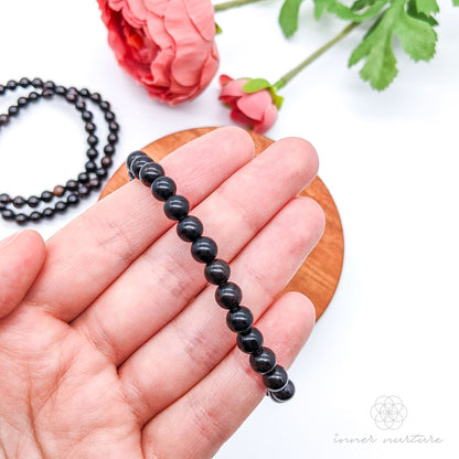 Black Obsidian Bracelet (6mm Polished Beads) | Shop Crystal Jewellery Australia - Inner Nurture