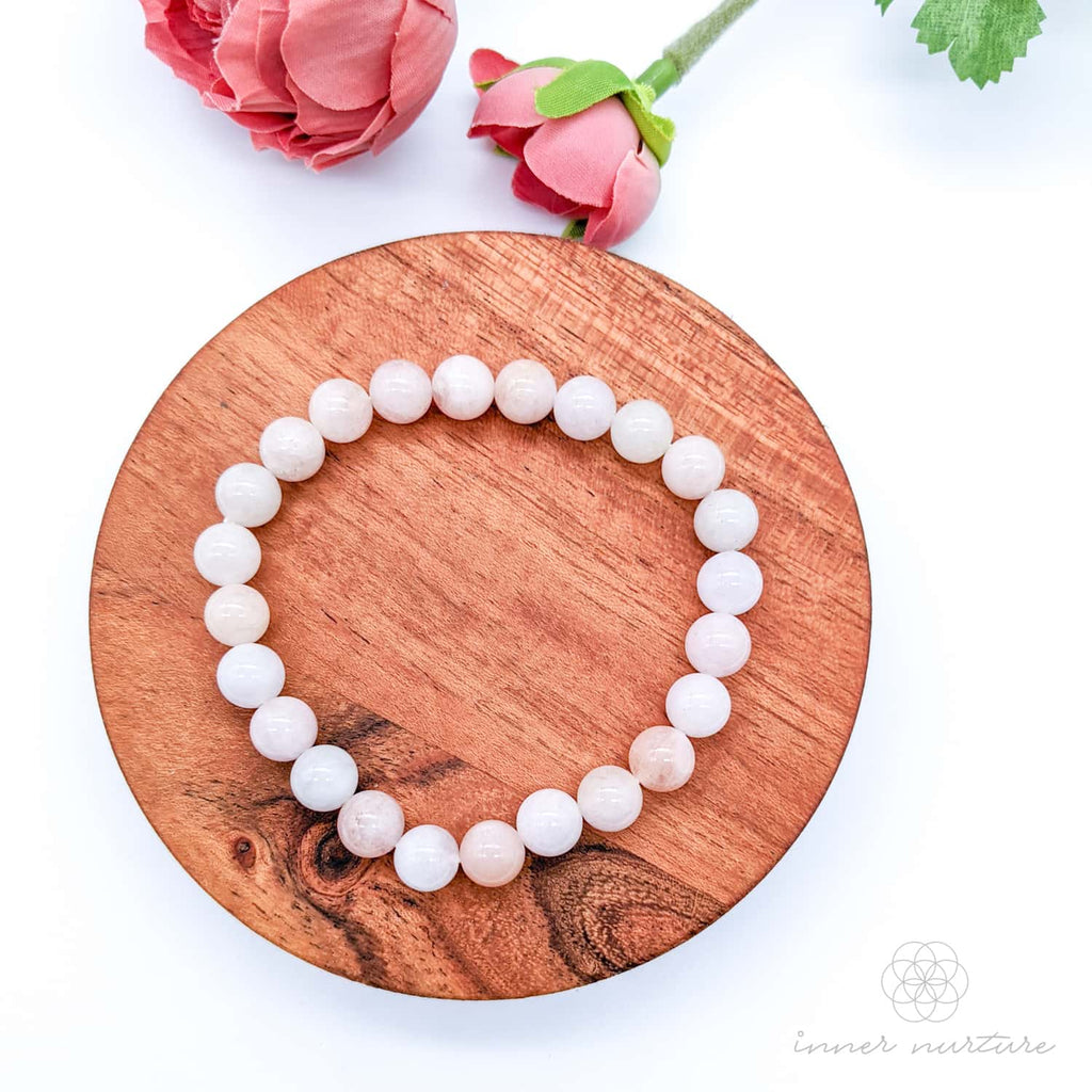 Morganite Bracelet (8mm Polished Beads) | Shop Crystal Jewellery Australia - Inner NurtureMorganite Bracelet (8mm Polished Beads) | Shop Crystal Jewellery Australia - Inner Nurture