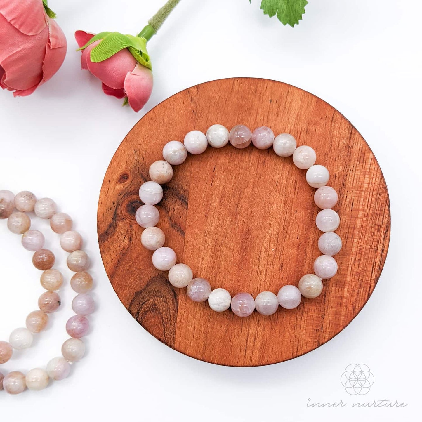 Kunzite Bracelet (8mm Polished Beads) | Crystal Shop Australia - Inner Nurture