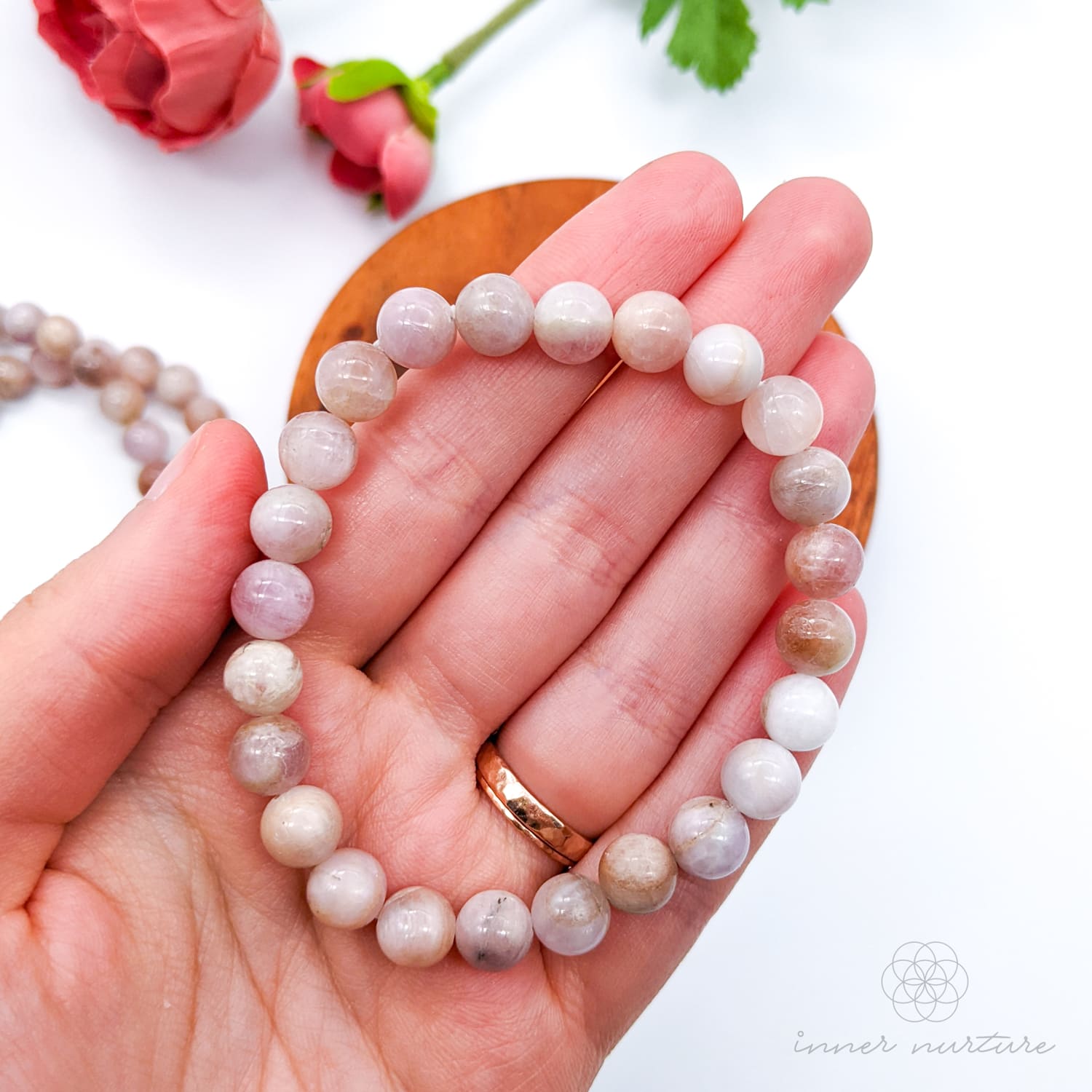 Kunzite Bracelet (8mm Polished Beads) | Crystal Shop Australia - Inner Nurture