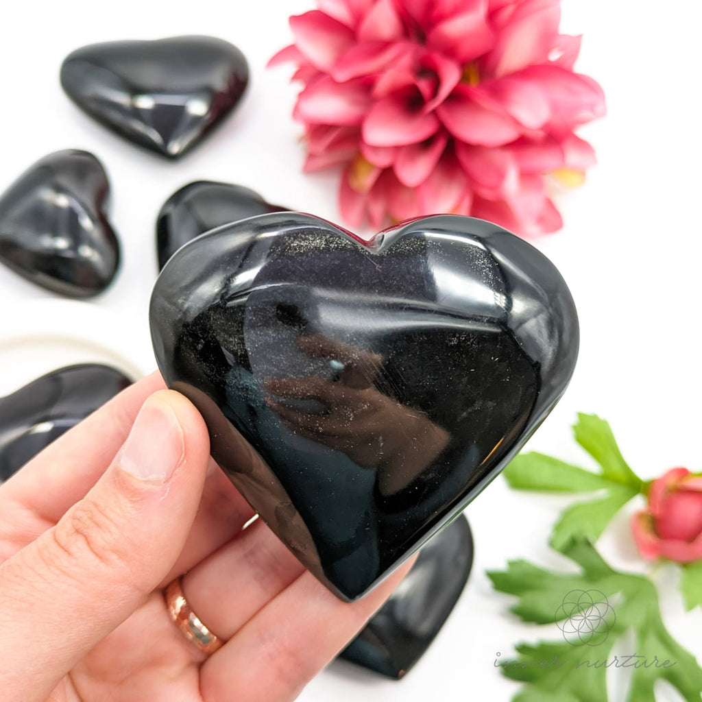 Black Obsidian Puff Heart | Crystal Shop Australia - Inner Nurture