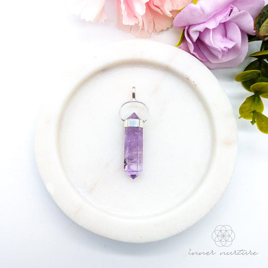 Amethyst Double Terminated Point Pendant - Sterling Silver | Shop Crystal Jewellery Australia - Inner Nurture