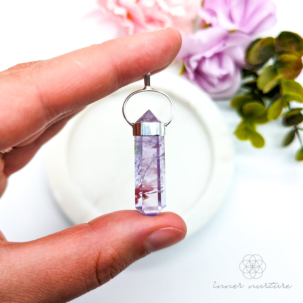 Amethyst Double Terminated Point Pendant - Sterling Silver | Shop Crystal Jewellery Australia - Inner Nurture