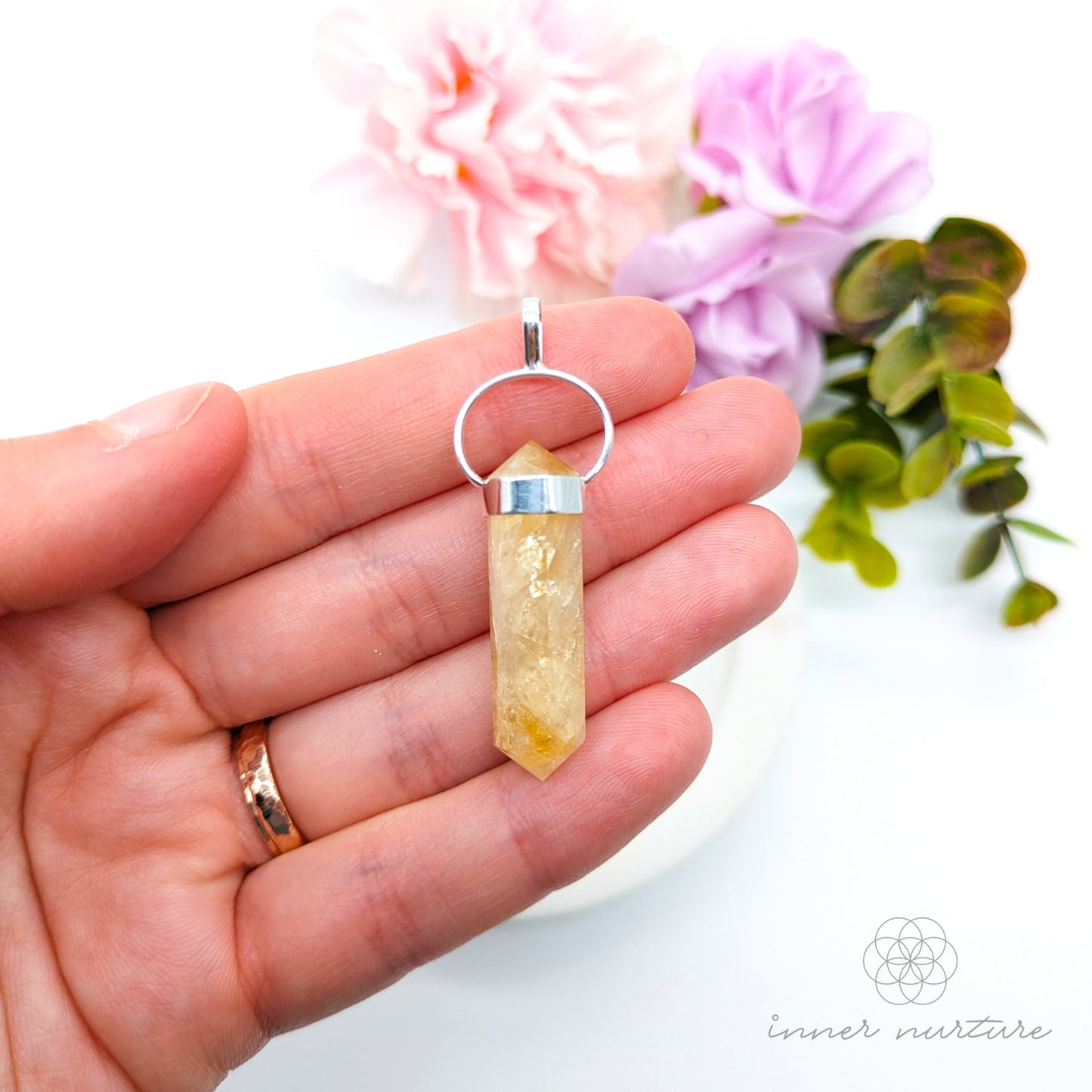 Citrine Double Terminated Pendant - Sterling Silver | Shop Crystal Jewellery Australia - Inner Nurture