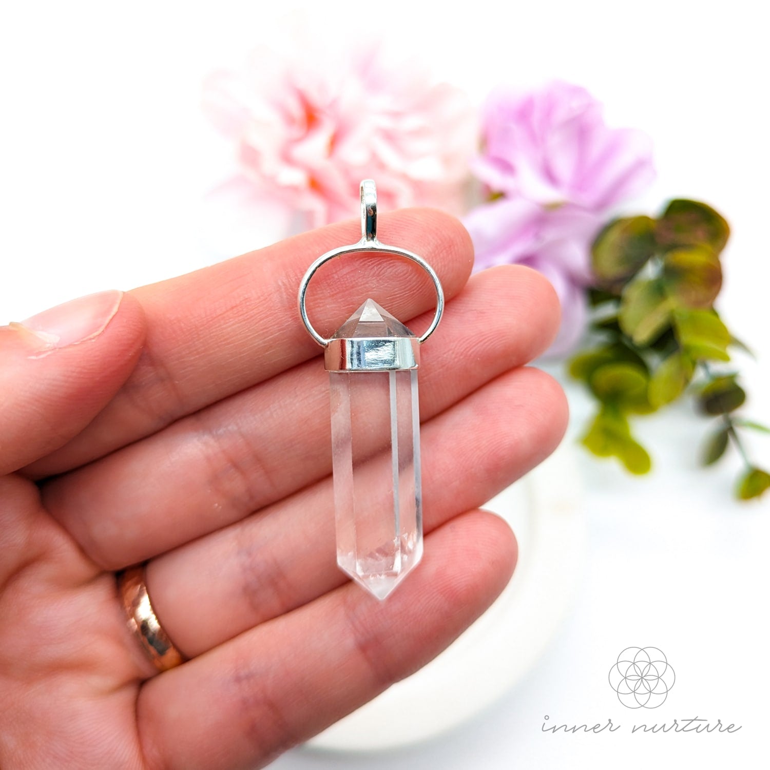Clear Quartz Double Terminated Pendant - Sterling Silver | Shop Crystal Jewellery Australia - Inner Nurture