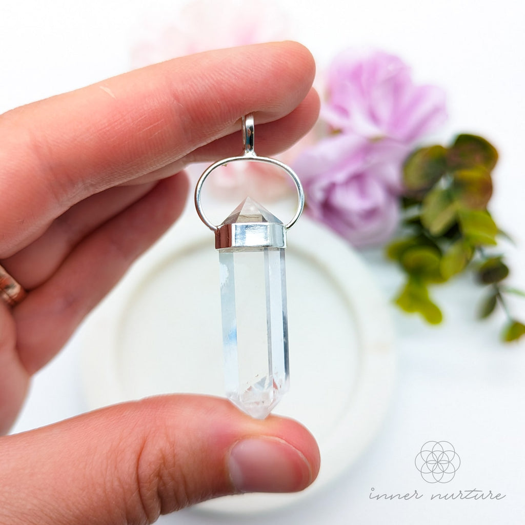 Clear Quartz Double Terminated Pendant - Sterling Silver | Shop Crystal Jewellery Australia - Inner Nurture