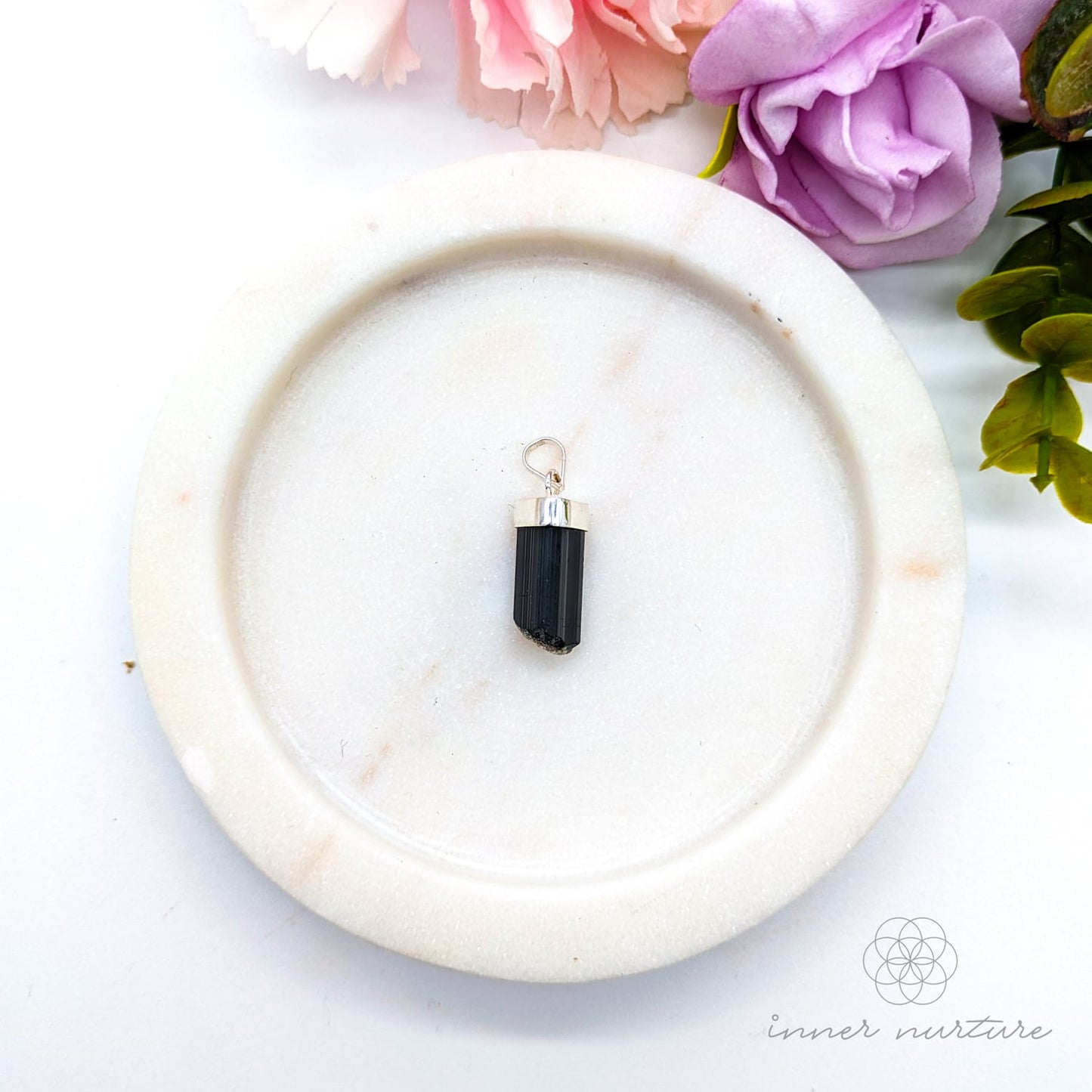 Black Tourmaline Raw Pendant - Sterling Silver | Shop Crystal Jewellery Australia - Inner Nurture