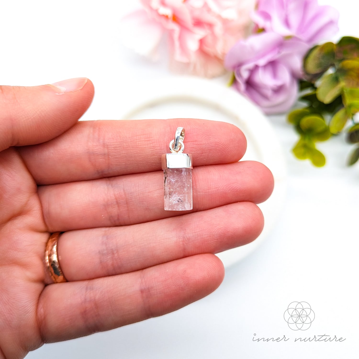 Morganite Pendant - Sterling Silver  | Shop Crystal Jewellery Australia - Inner Nurture