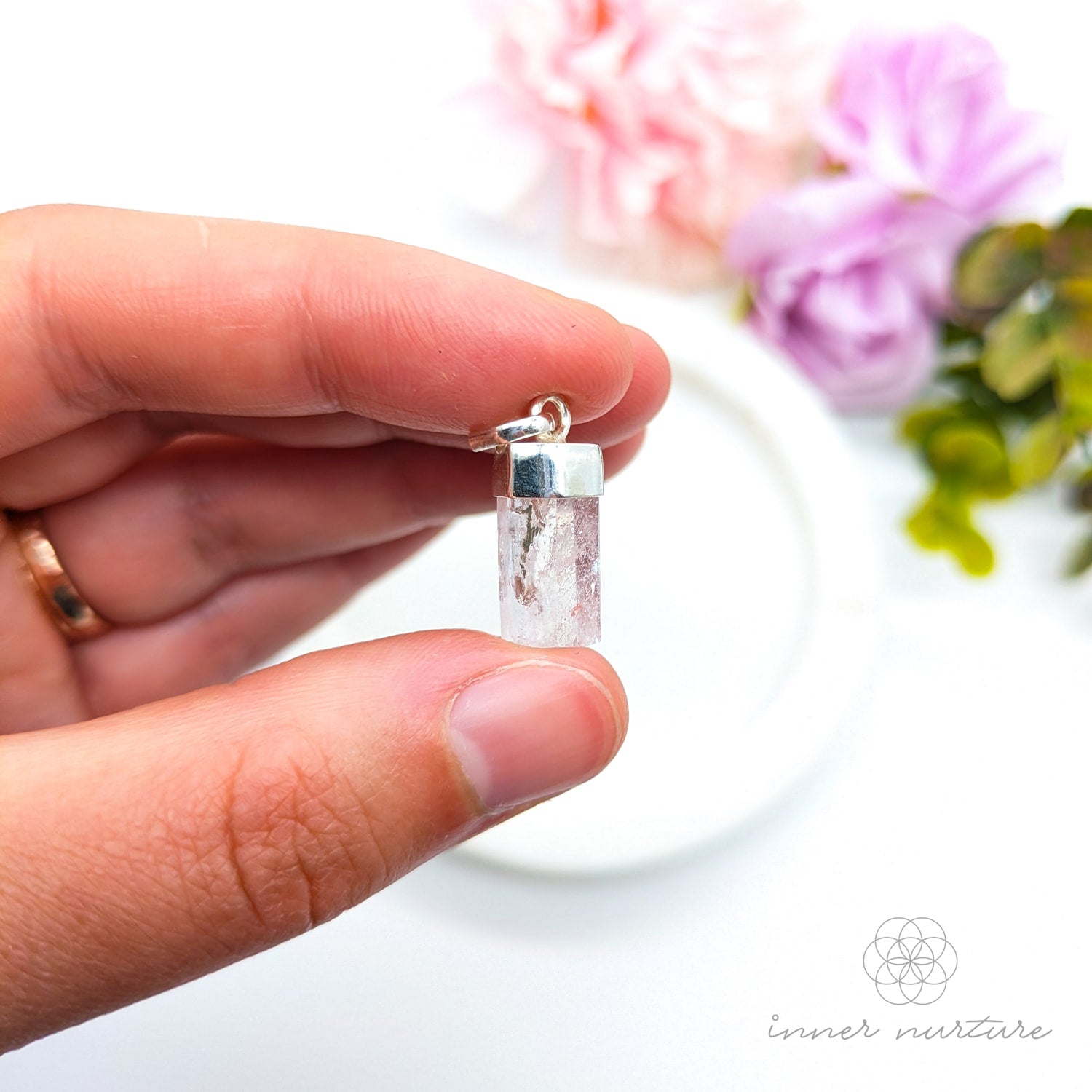 Morganite Pendant - Sterling Silver  | Shop Crystal Jewellery Australia - Inner Nurture