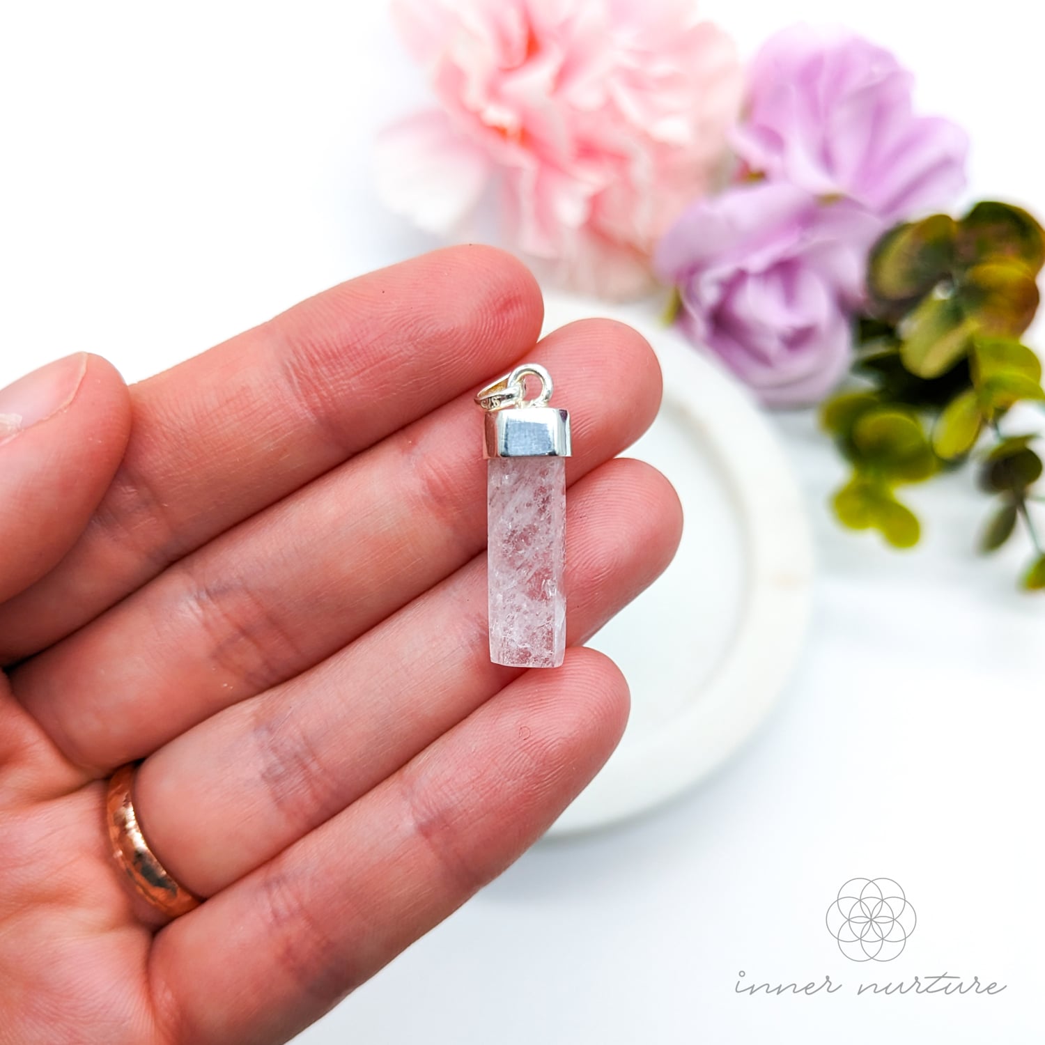Morganite Pendant - Sterling Silver  | Shop Crystal Jewellery Australia - Inner Nurture