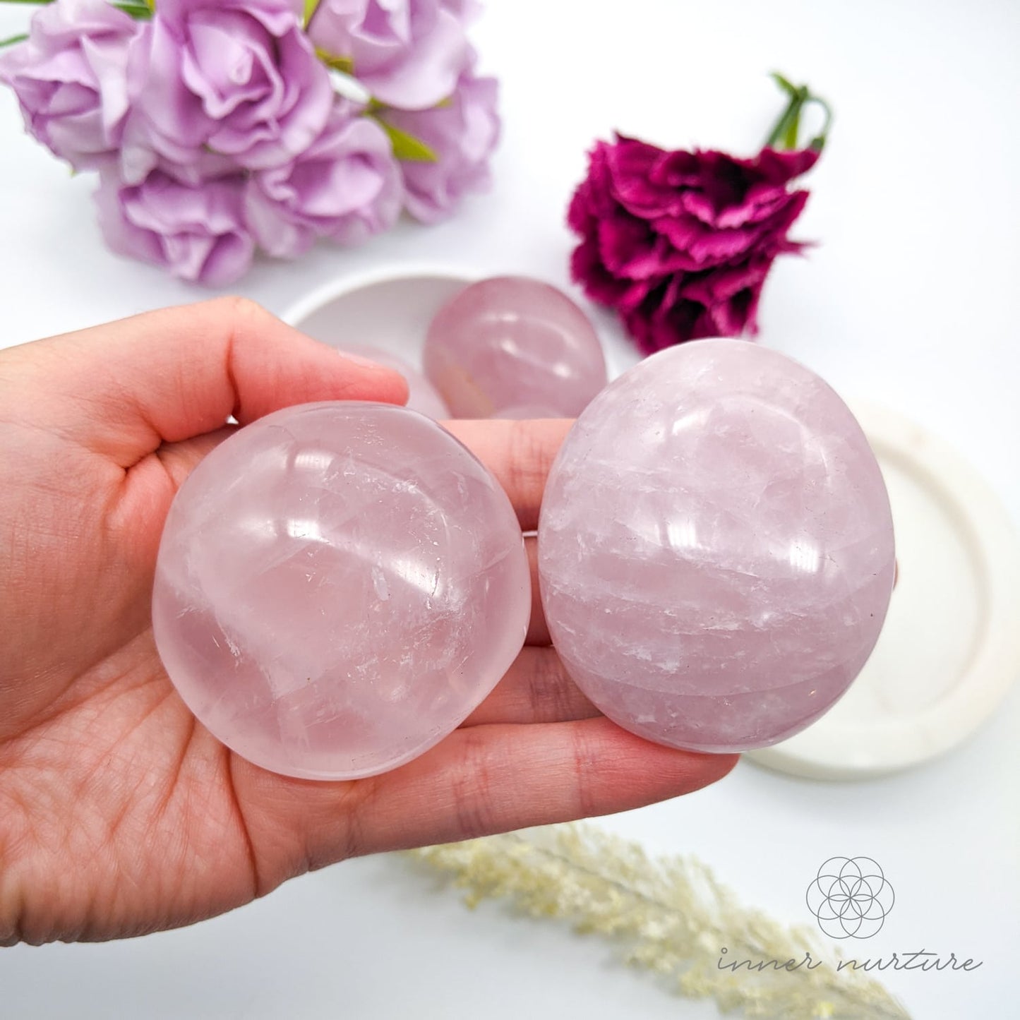 Rose Quartz Palm Stone | Crystal Shop Australia - Inner Nurture