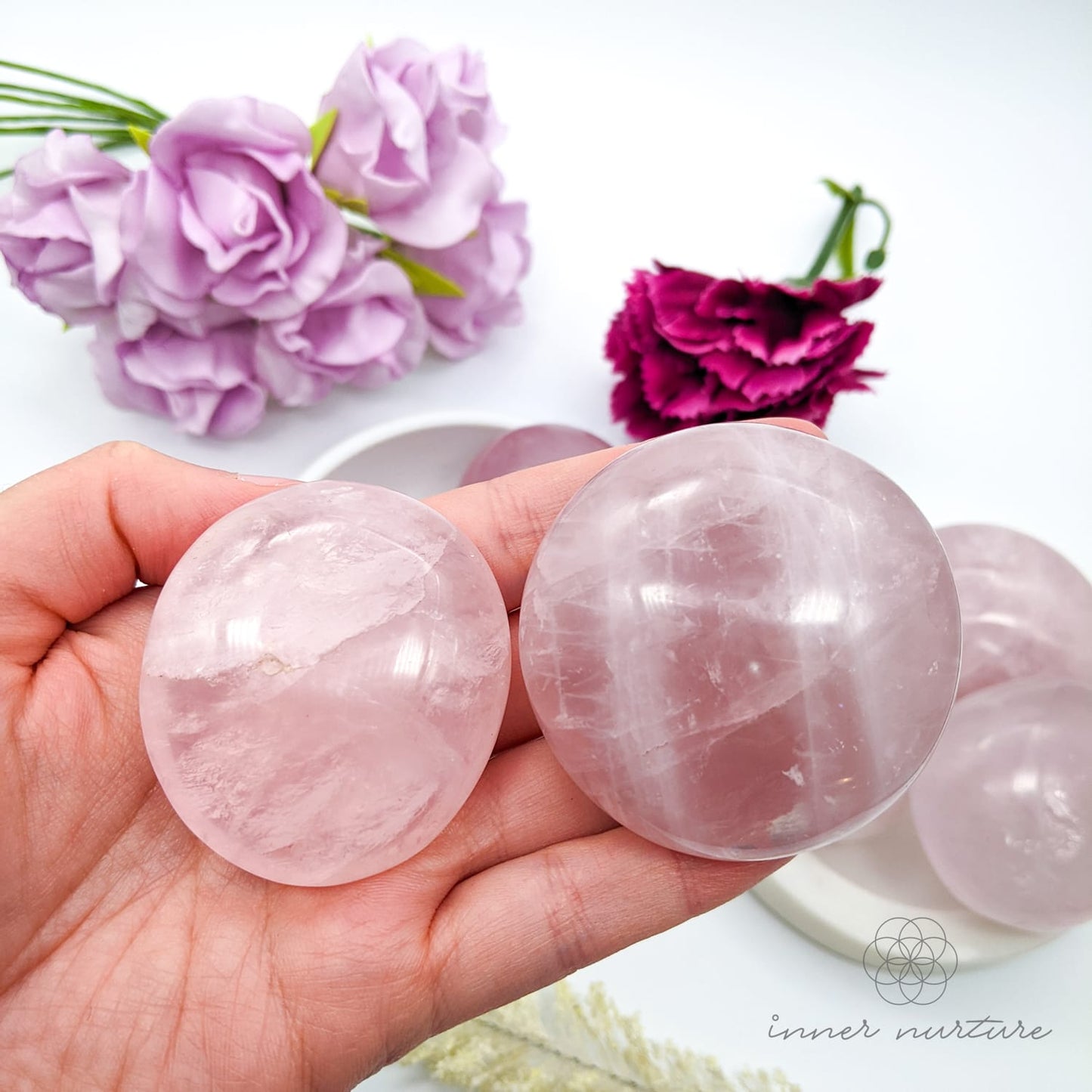 Rose Quartz Palm Stone | Crystal Shop Australia - Inner Nurture