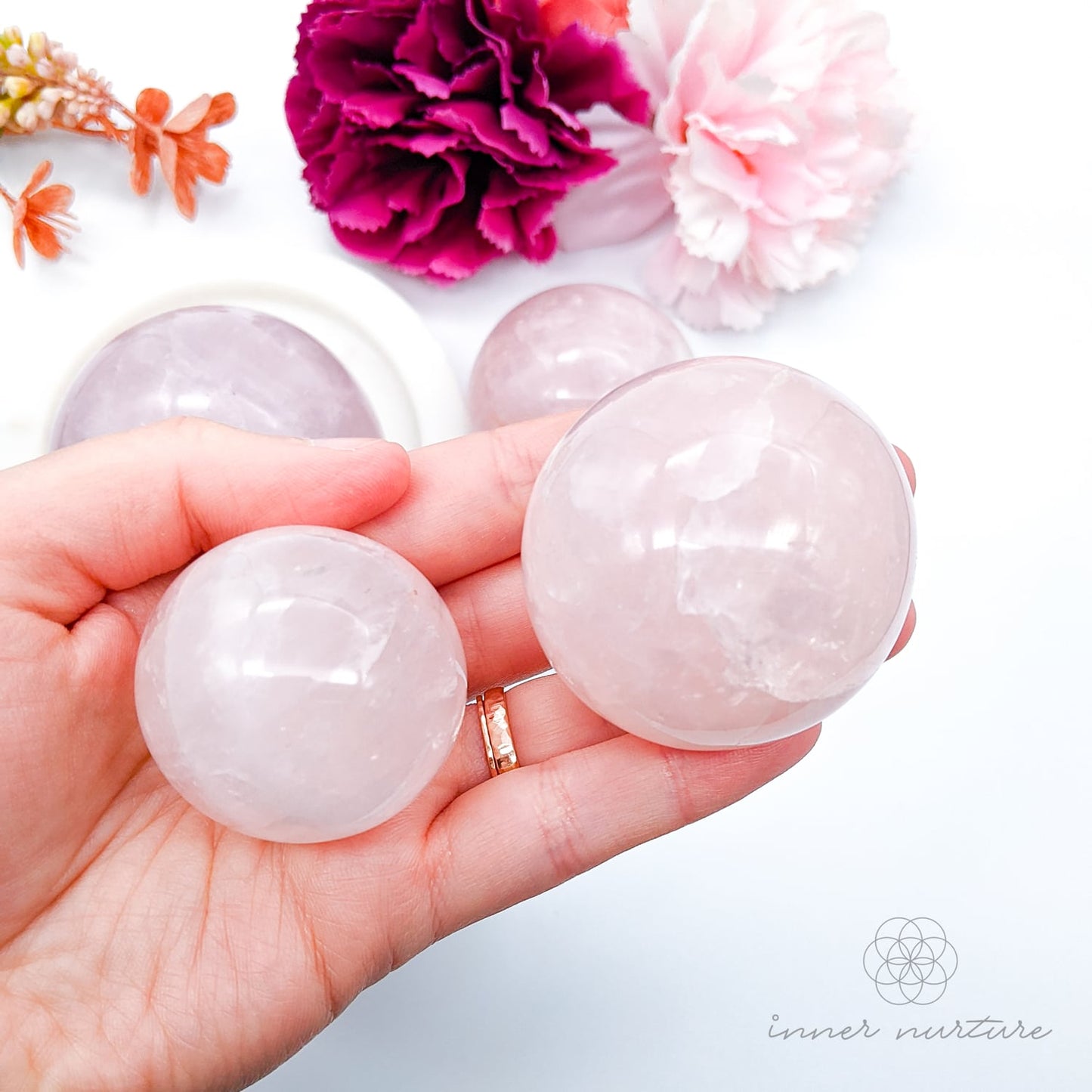 Rose Quartz Sphere | Crystal Shop Australia - Inner Nurture