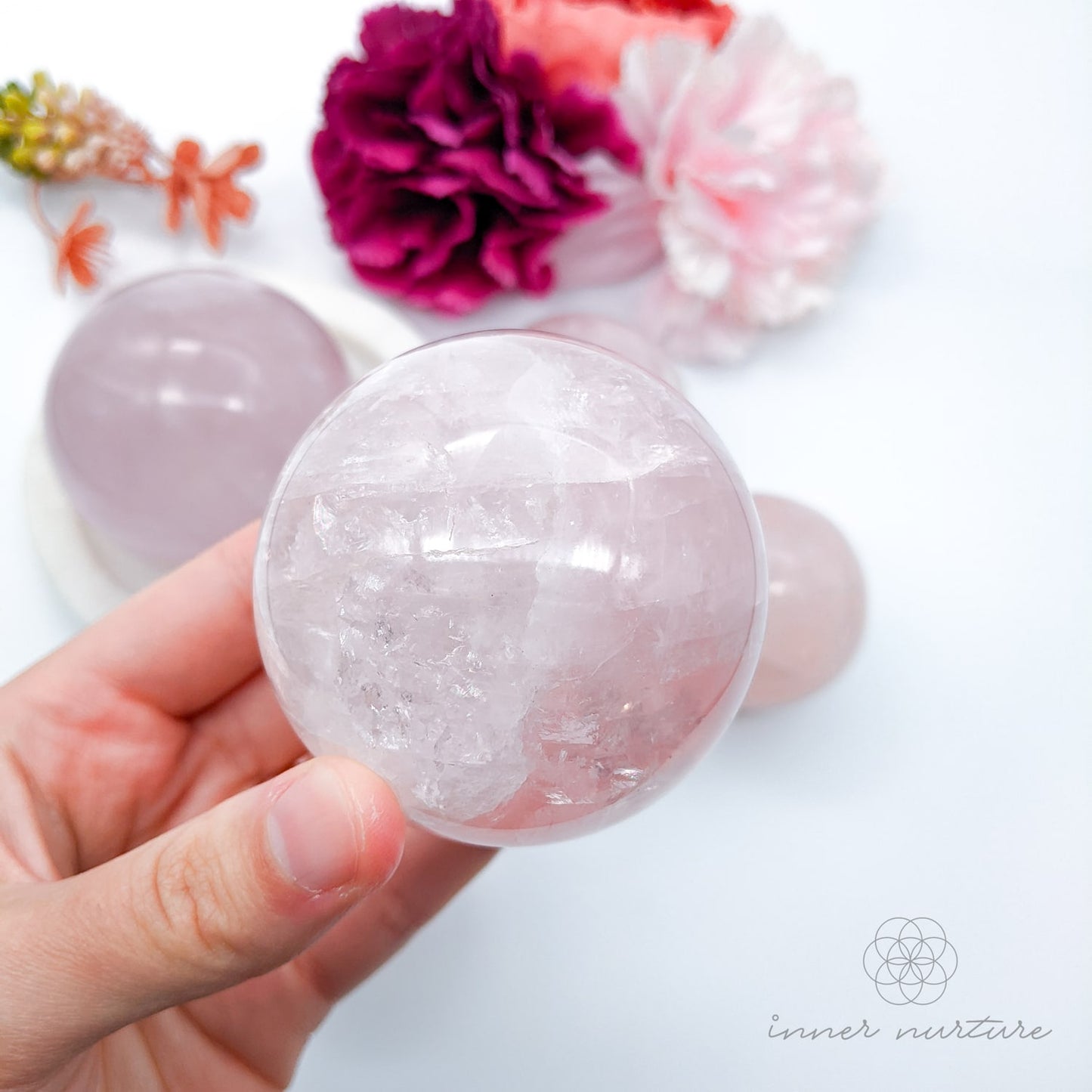 Rose Quartz Sphere | Crystal Shop Australia - Inner Nurture