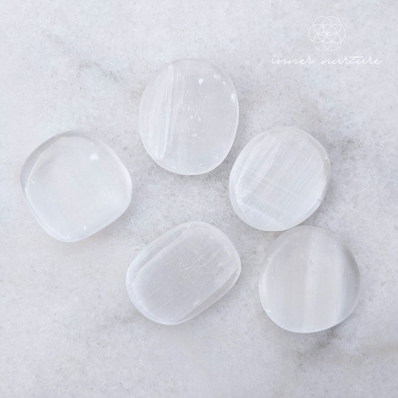 Selenite palm stones available from Inner Nurture, an online crystal store in australia. 