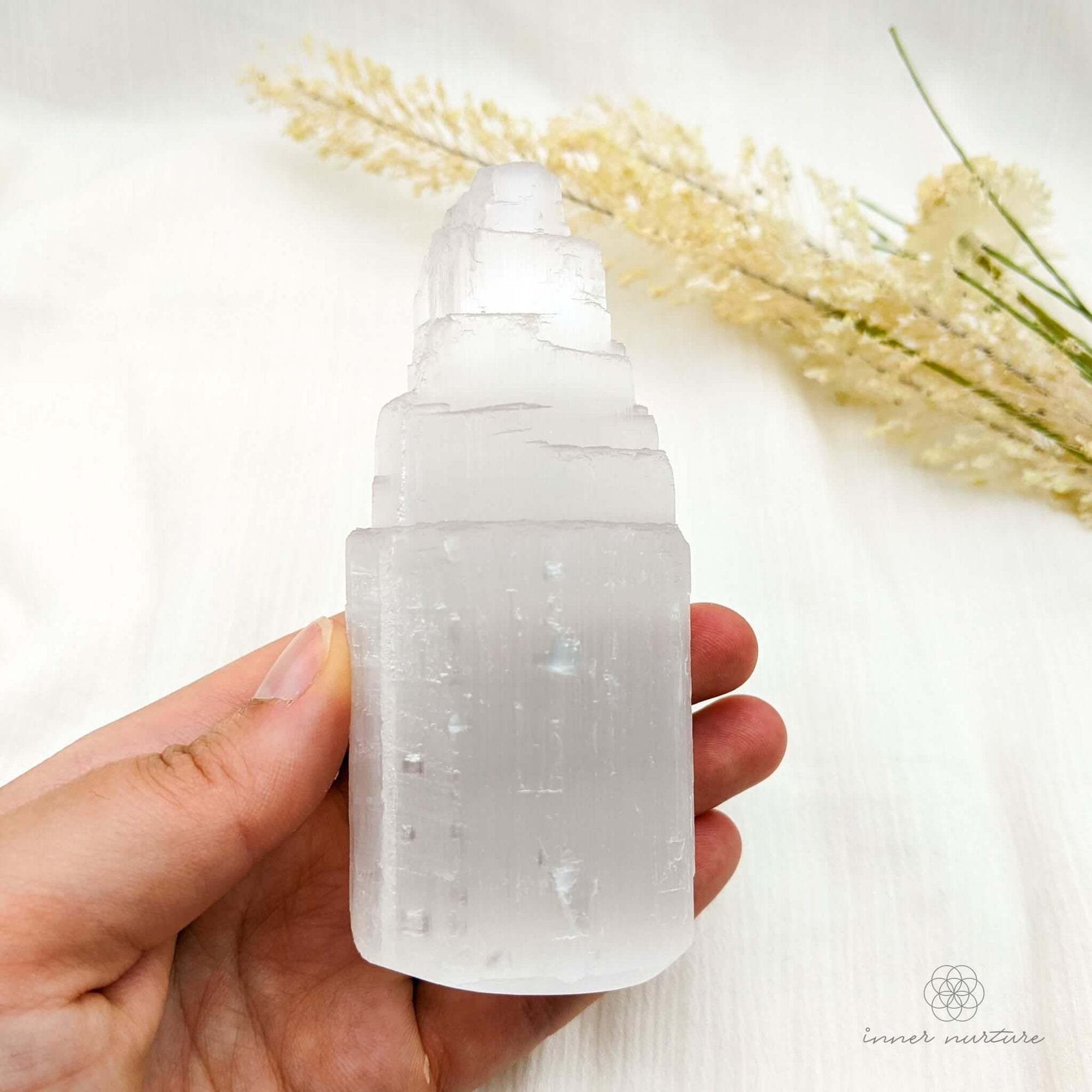 Selenite Tower | 10cm - Crystal Shop Australia | Inner Nurture - Ethically Sourced - Buy Crystals Online