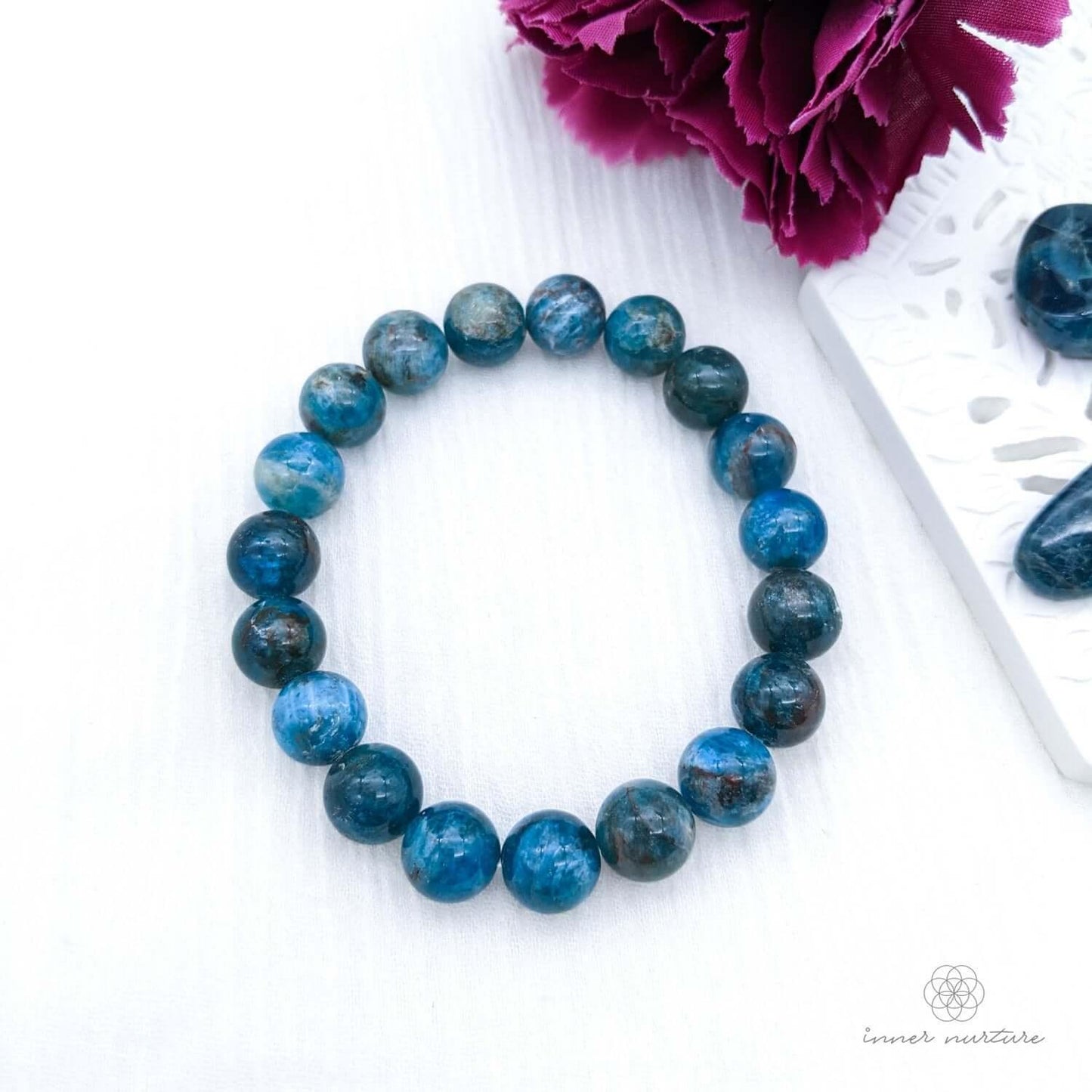 Blue Apatite Bracelet (10mm) - Crystal Shop Australia | Inner Nurture - Ethically Sourced - Buy Crystals Online
