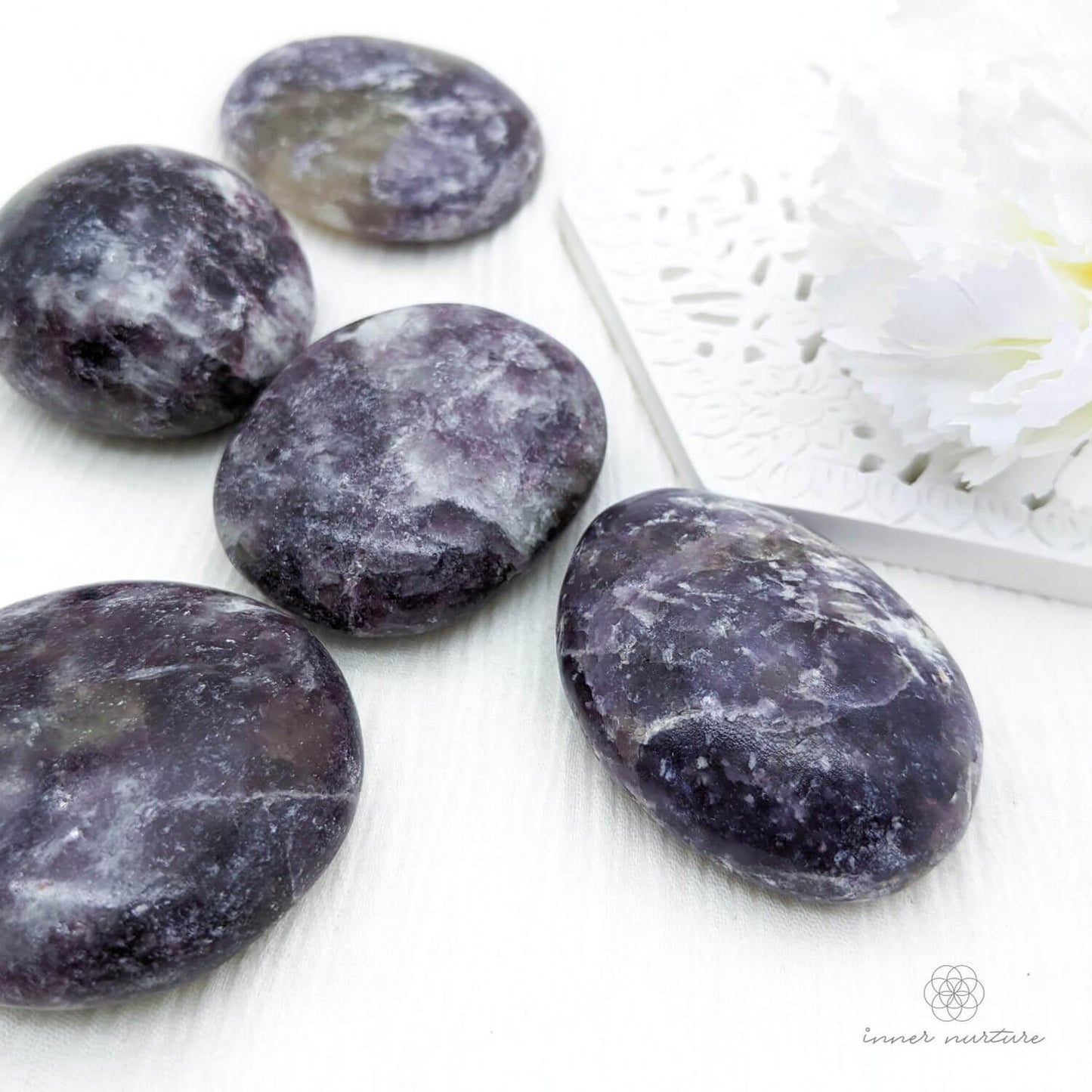 Lepidolite Palm Stone - Crystal Shop Australia | Inner Nurture - Ethically Sourced - Buy Crystals Online