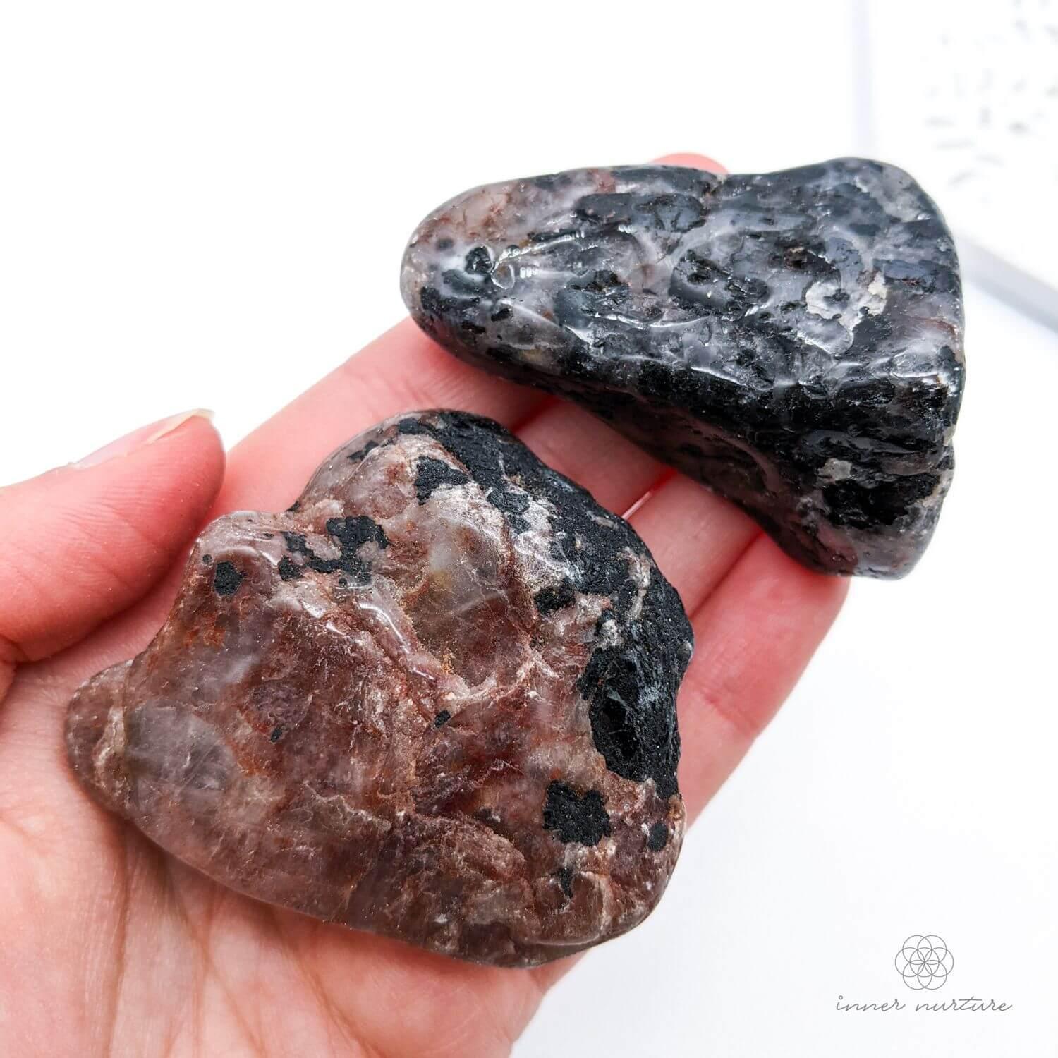 Black Tourmaline & Feldspar Semi-Tumble - Crystal Shop Australia | Inner Nurture - Ethically Sourced - Buy Crystals Online