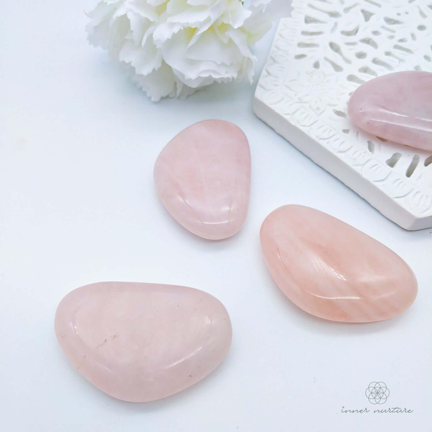 Rose Quartz Palm Stone - Online Crystal Shop Australia | Inner Nurture - Ethically Sourced