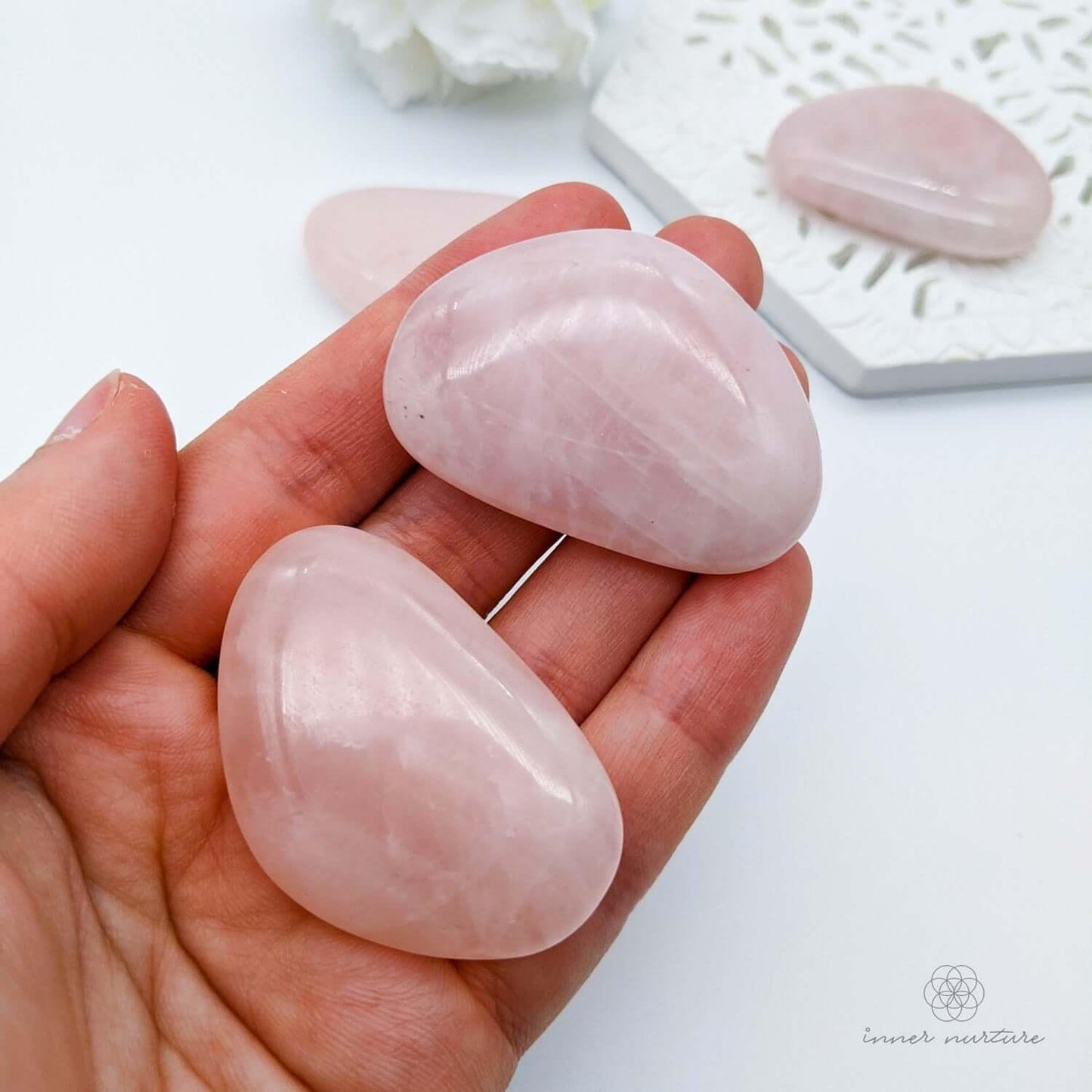 Rose Quartz Palm Stone - Online Crystal Shop Australia | Inner Nurture - Ethically Sourced