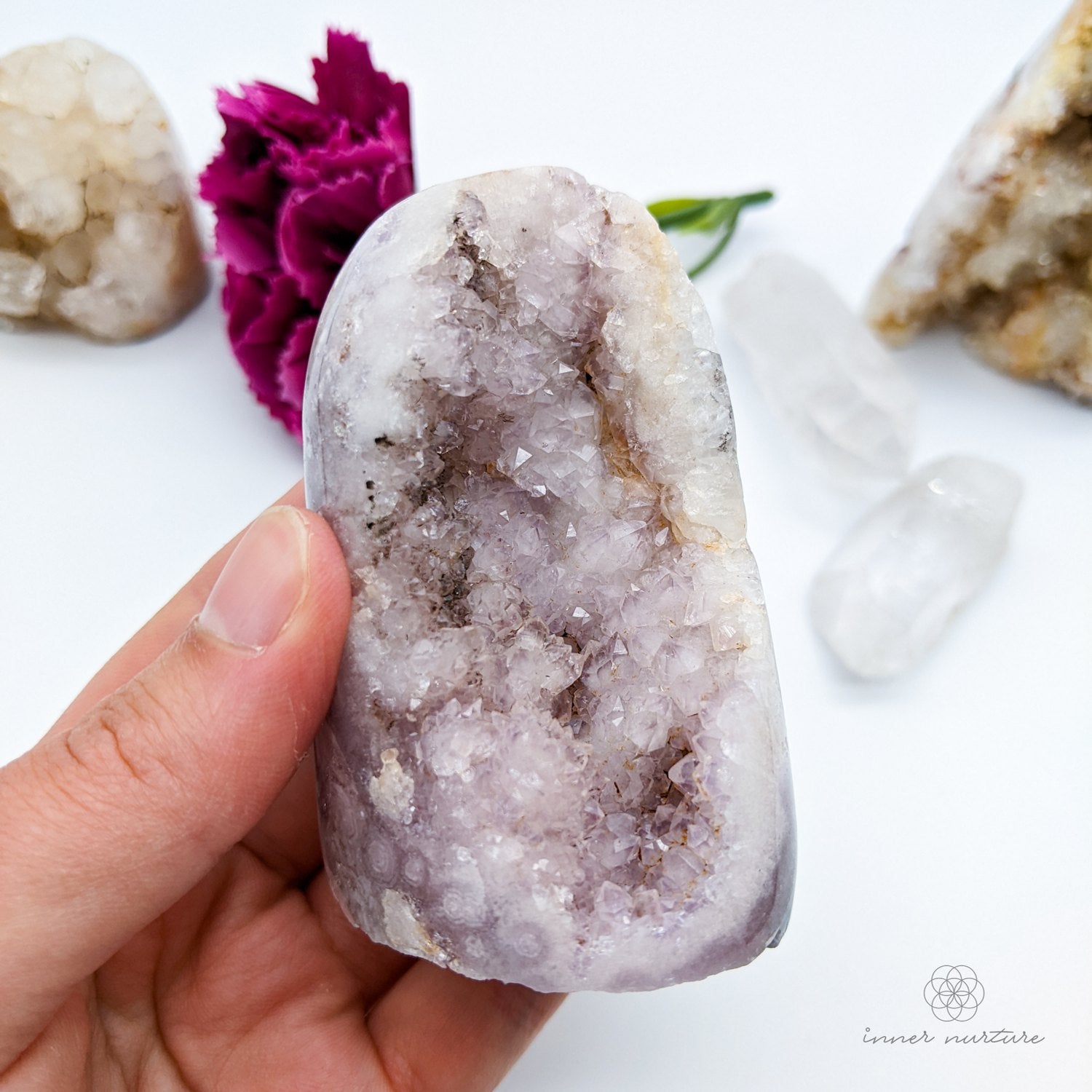 Pink Amethyst Free Form Cluster (Standing) - 196g | Beautiful Healing Crystals Australia - Shop Online | Ethically Sourced