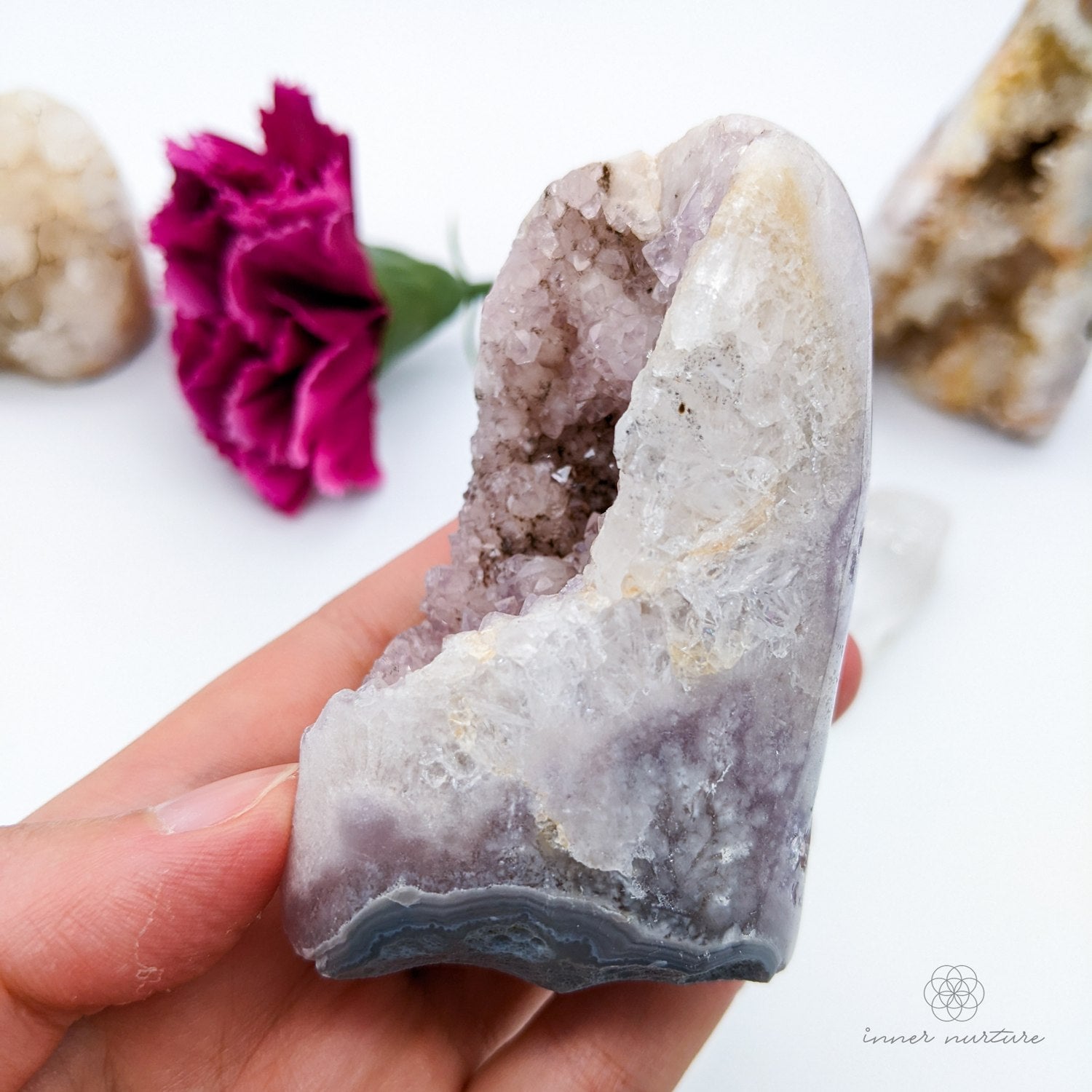 Pink Amethyst Free Form Cluster (Standing) - 196g | Beautiful Healing Crystals Australia - Shop Online | Ethically Sourced