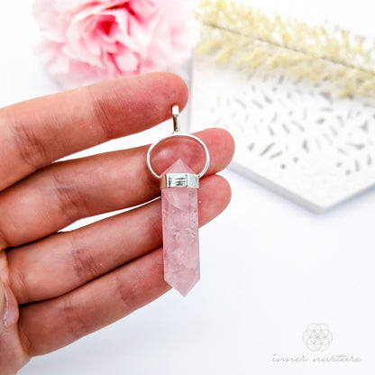 Rose Quartz Pendant (Double Terminated) - Sterling Silver | Crystal Necklaces & Jewellery Australia