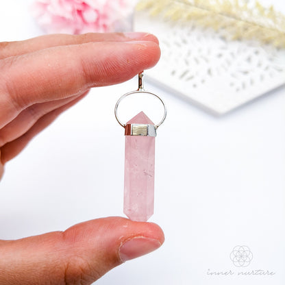 Rose Quartz Pendant (Double Terminated) - Sterling Silver | Crystal Necklaces & Jewellery Australia