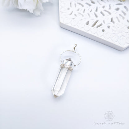Clear Quartz Pendant (Double Terminated) - Sterling Silver | Crystal Necklaces & Jewellery Australia