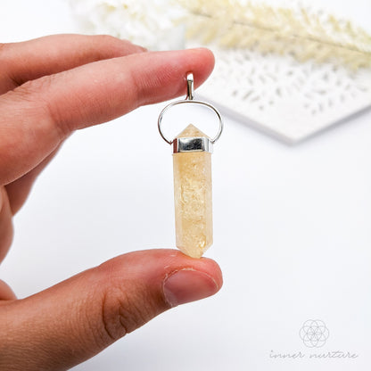 Citrine Pendant (Double Terminated) - Sterling Silver | Crystal Necklaces & Jewellery Australia